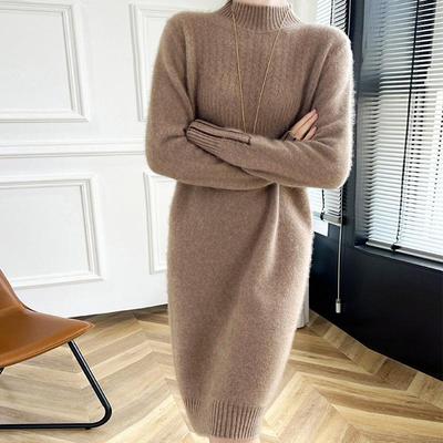 Женское кашемировое платье Qinghe кашемир 30% кашемир 70% шерсть осенне-зимняя кашемировая юбка мягкая и теплая