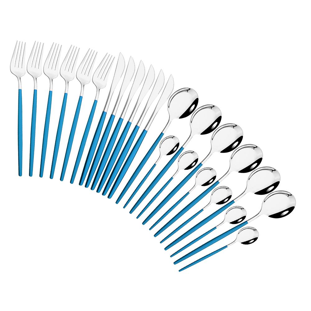 Pink Gold Cutlery Set Stainless Steel Dinnerware Set 24Pcs Knives Forks Coffee Spoons Flatware Set Kitchen Dinner Tableware Set