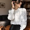 Белая рубашка с длинными рукавами, женская весенняя универсальная рубашка с рукавами-фонариками