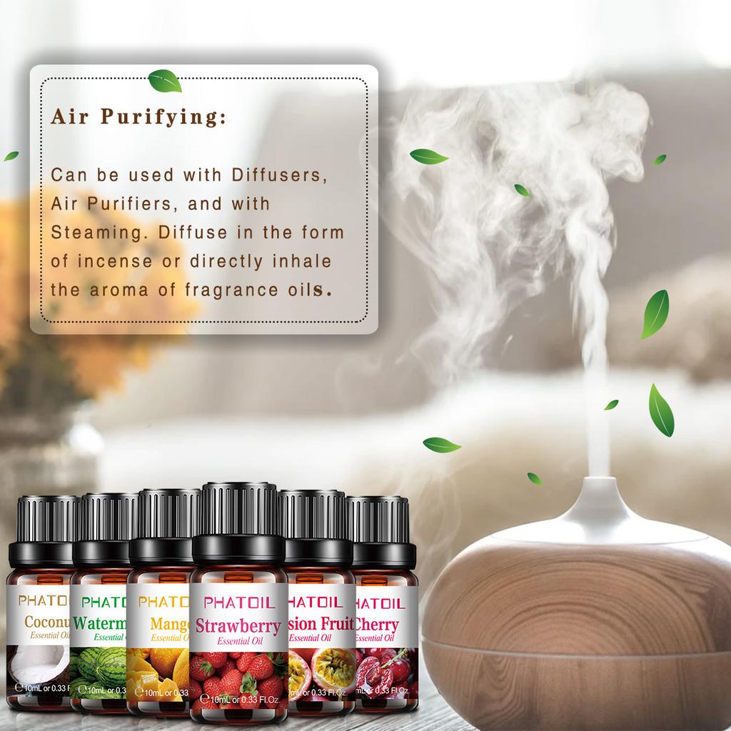 PHATOIL 6 шт. фруктовое эфирное масло Новогодний подарочный набор Клубника Манго Ананас Кокос Ароматерапевтические диффузоры Масло для ухода за кожей Диффузор свежести воздуха