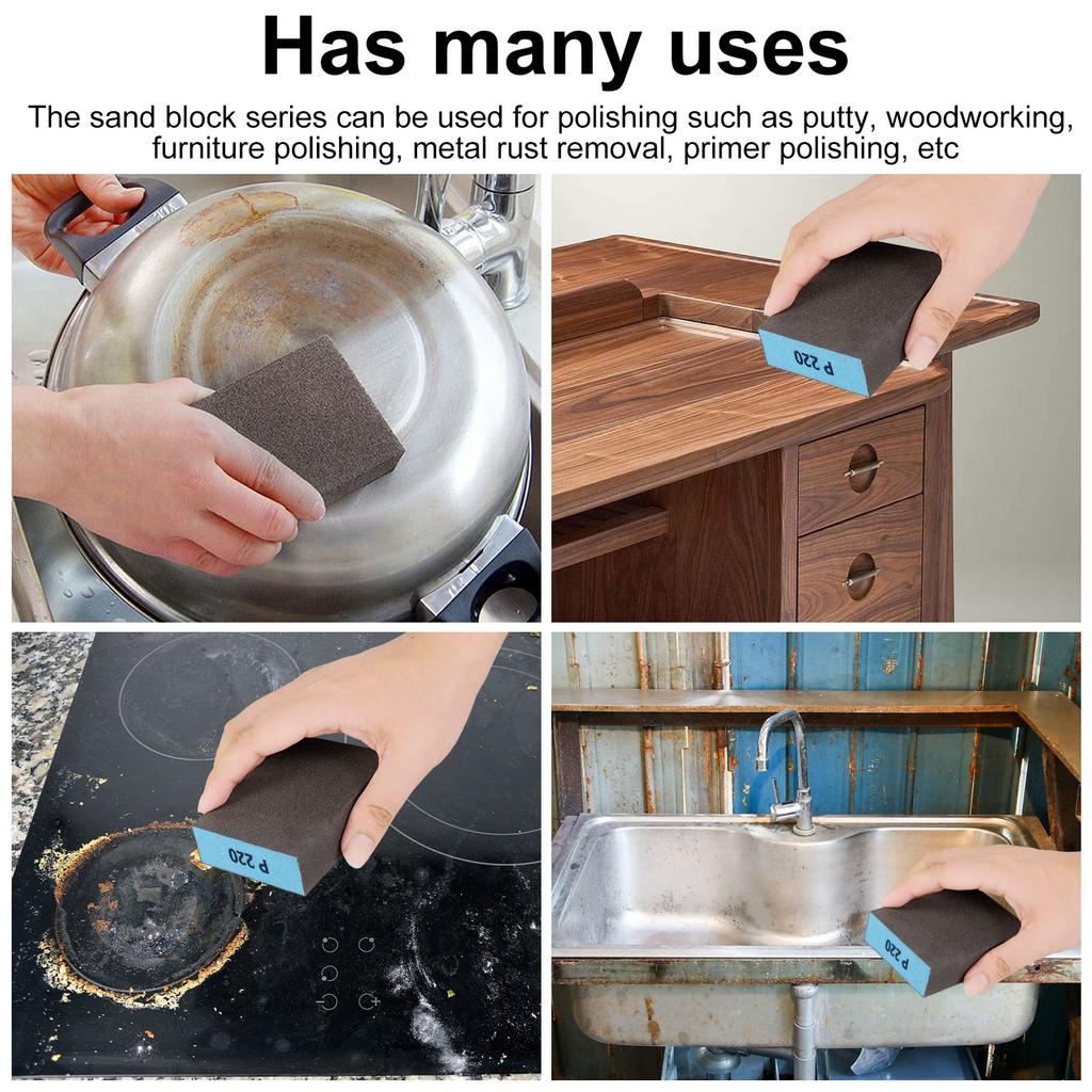 10PCS Sanding Block Washable and Reusable Sanding Sponge For Wood Drywall Metal Glasses Coarse 60-220 Grit Sandpaper Block