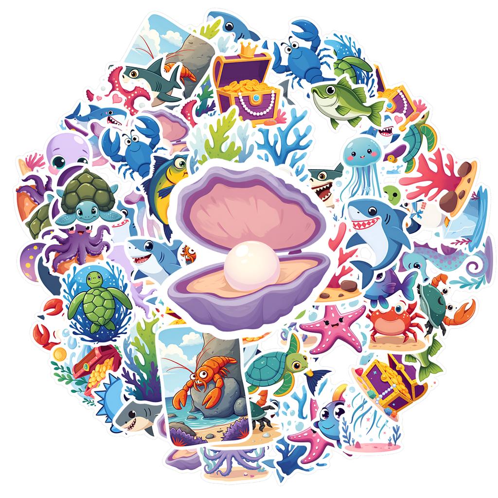 35-50 шт. Милые наклейки «Сокровища» Мультяшные наклейки «Морское приключение» Канцелярские наклейки Наклейки с животными Для блокнота Багажа Мобильного телефона