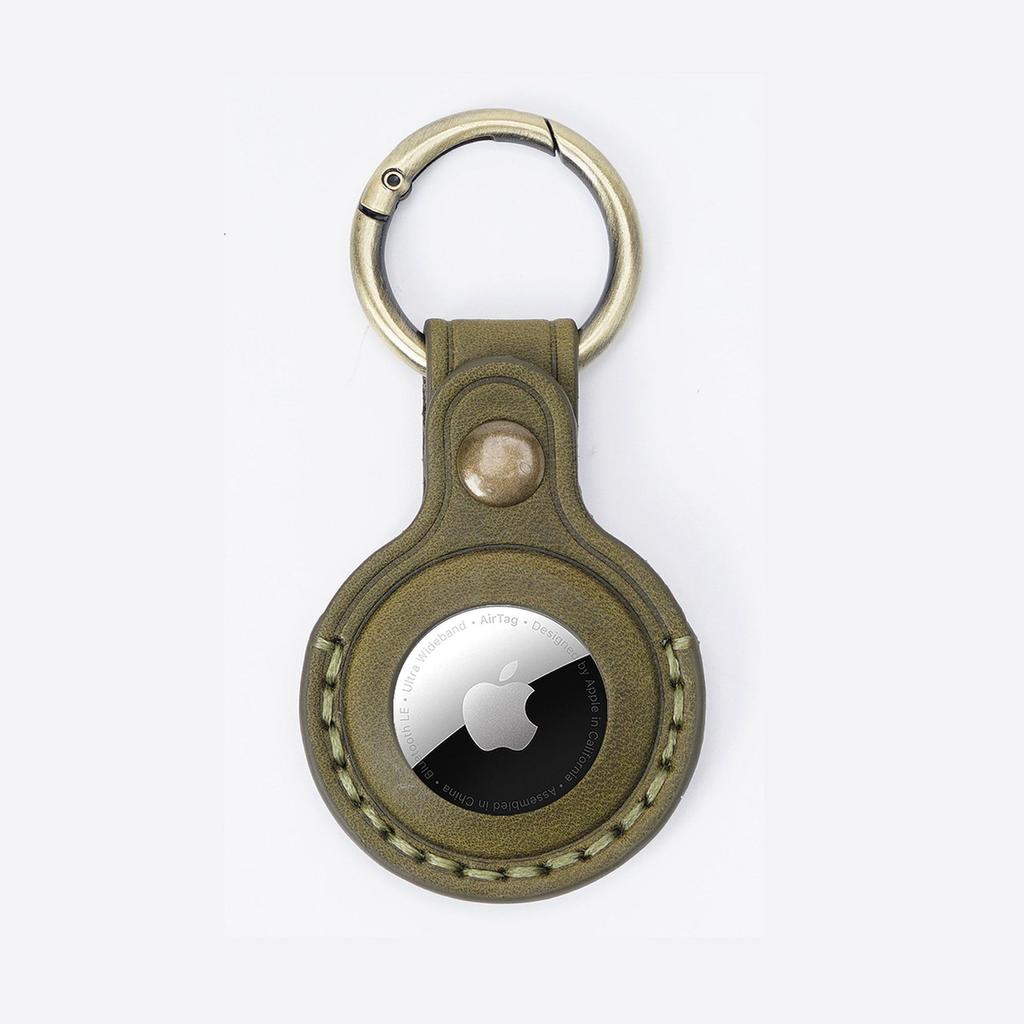 2025 Fashion Custom Top Layer Cow Leather Keychain Apple Air Tag Protective Cover Pet Anti-Loss Location Tracker Key Ring Sleeve