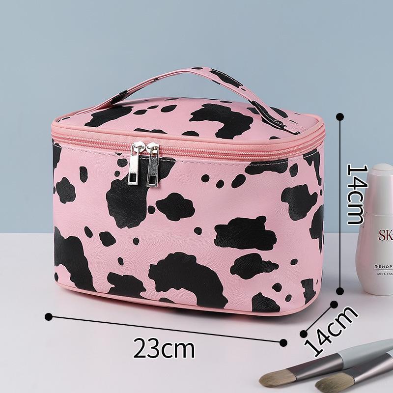 Водонепроницаемая дорожная косметичка с коровьим принтом для женщин - вместительный органайзер для туалетных принадлежностей