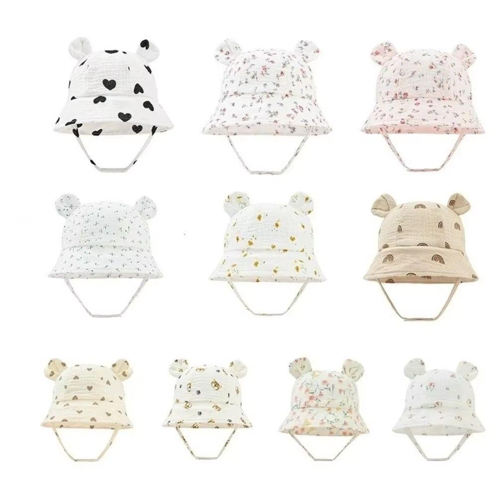 Breathable Baby Sun Hat Print Design Bucket Hat Baby Cute Cotton Baby Hat for Travel Summer
