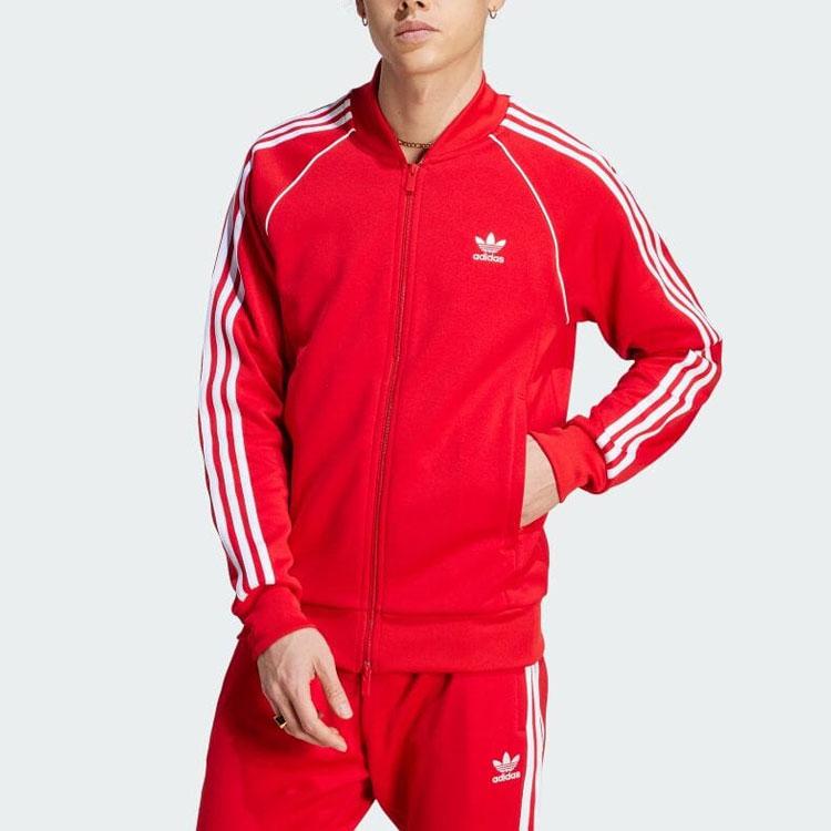 Adidas Originals Trefoil Трехполосная куртка с длинными рукавами и логотипом с цветными блоками Мужская верхняя одежда Красный IL2494