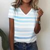 Summer Round Neck 3D Stripe Print T-shirts Fashionable Casual Short Sleeved Women's T-shirts