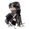 Thick Imitation Cashmere Large Checkered Tassel Scarf for Girls in Autumn and Winter Retro Long Shawl Showing Face Small Warm Scarf