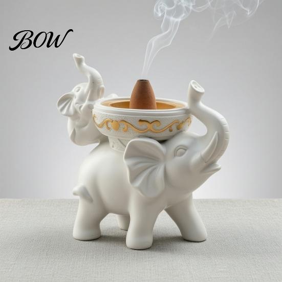 Unique Housewarming Gift for Friends Elephant Incense Burner, Resin Backflow Holder, Waterfall Christmas Holiday Decorative Sculpture Burner