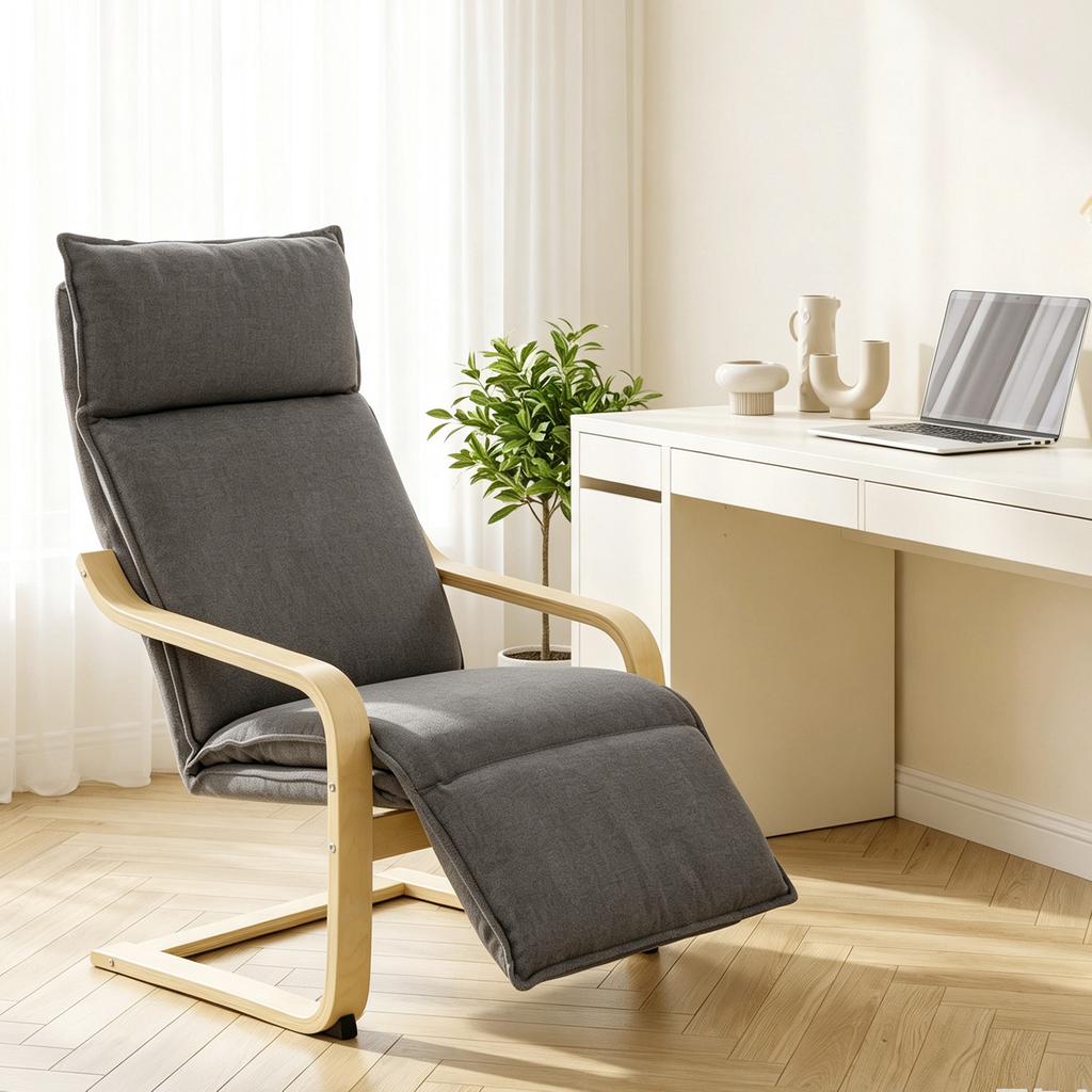 Lounge Chair Living Room Armchair with Footrest Modern Dark Gray
