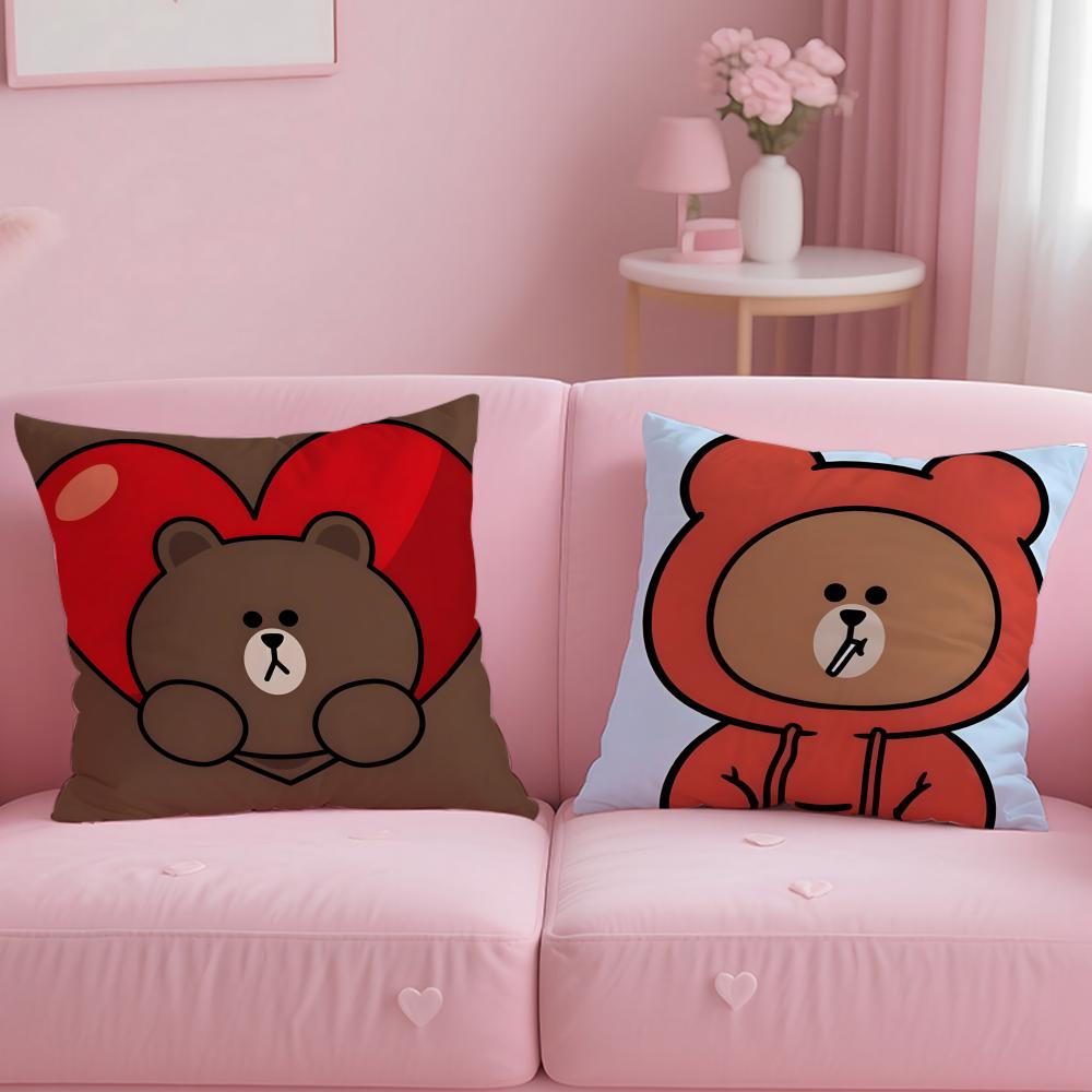 classic cartoon Cartoon Bear Cushion Cover Soft EasyWash Pillow Case Versatile for Couch Bed Travel and Office