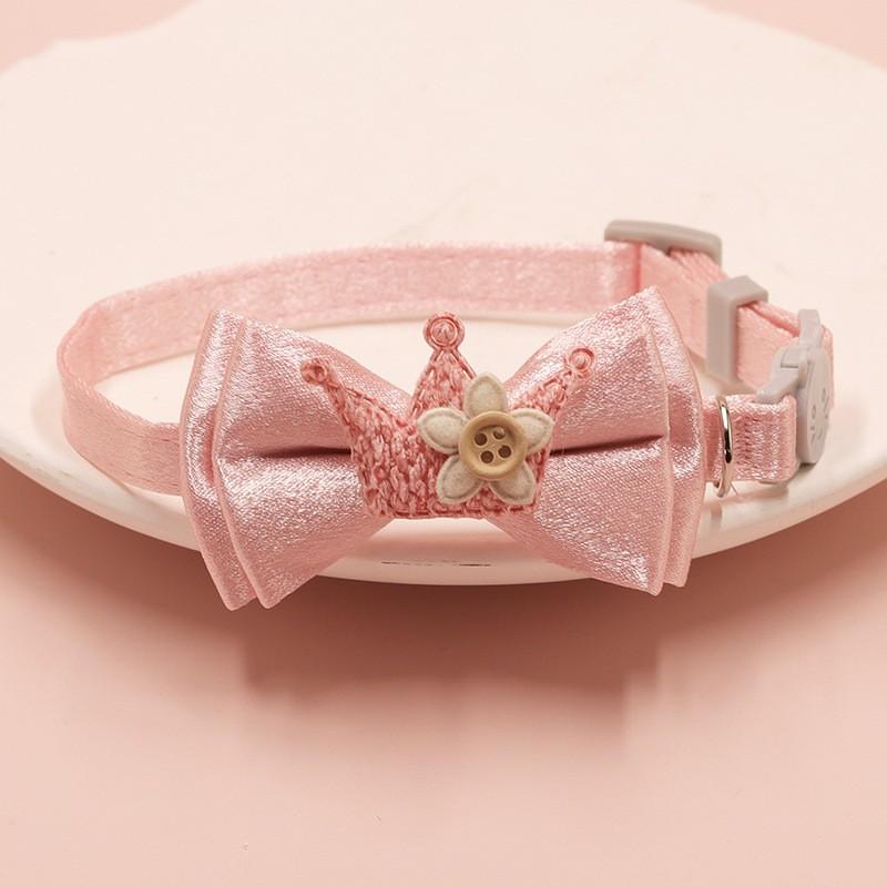 Cross-Border Princess Style Polyester Lace Cat Collar Bow Pendant Bead Bell Neck Ring Pet Cat Supplies Manufacturer