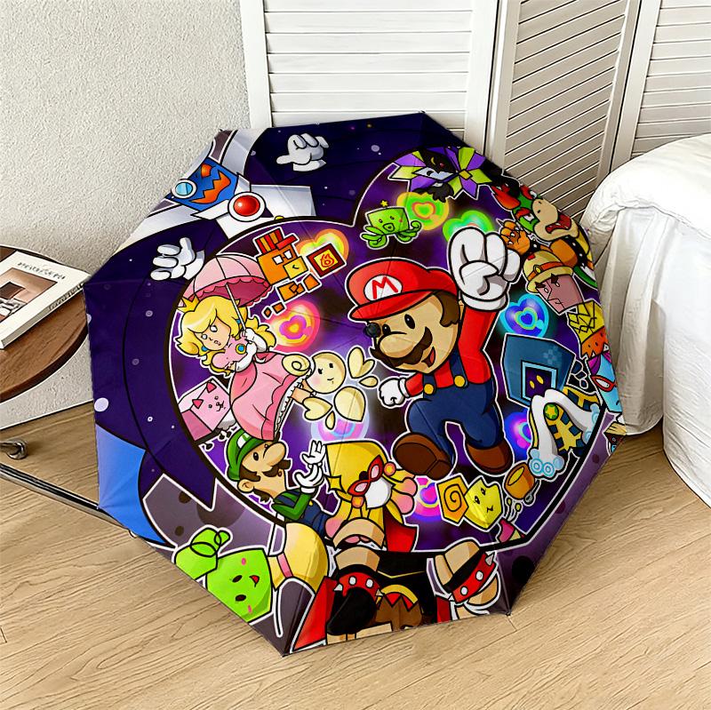 Super Mario World 8 Ribs 3Fold Black Glue Uv Protection Umbrella Sun Protection Rainproof Compact Folding Umbrella For Travel Daily Use C923222