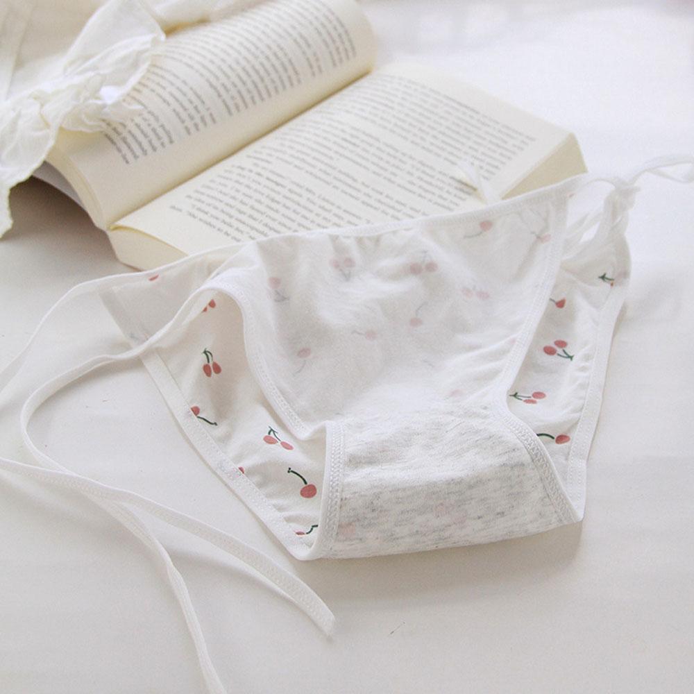 Девочка Мультяшная Вишня Лолита Бант Хлопок Аниме Нижнее белье Женские Трусы Стринги Повязка Кружево