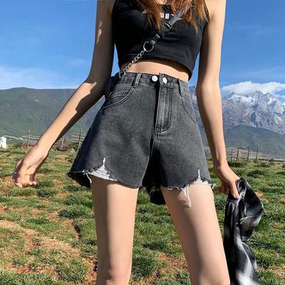 Wowen Fashion Универсальные Сломанные Дыры Широкие Женские Летние С Высокой Талией Свободные Тонкие Тонкие Секции Верхней Одежды Мешковина Джинсовые Шорты Индивидуальность
