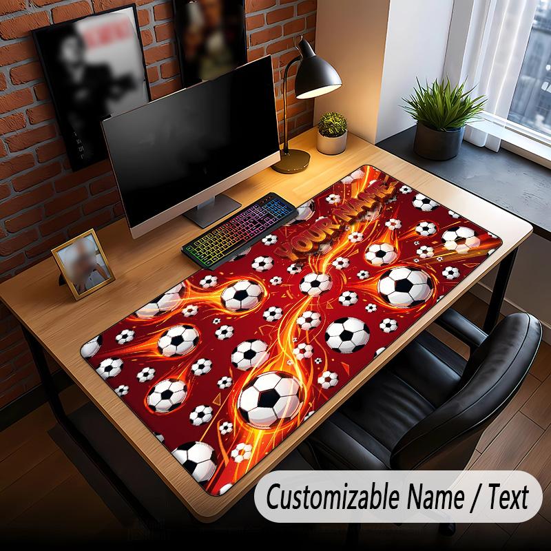 Soccer Theme Custom Mouse Pad Personalized With Name Text Customized Desk Mat For Office Home Decor