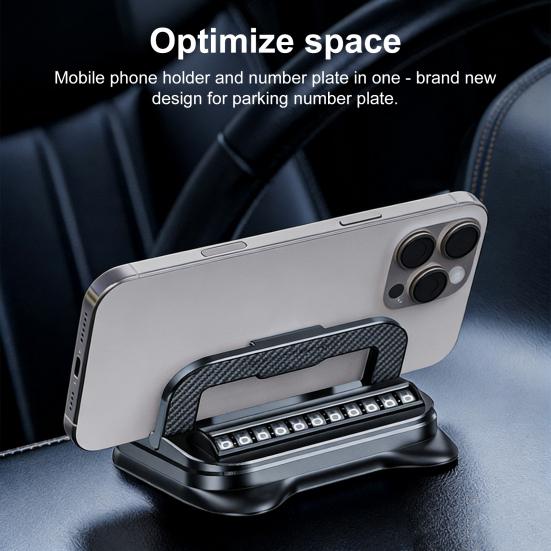 Mobile Phone Holder 360 Degree Rotation Multi-angle Phone Stand Stable Suction Cup Anti-Slip Dashboard Mount with Parking ID Plate Holder