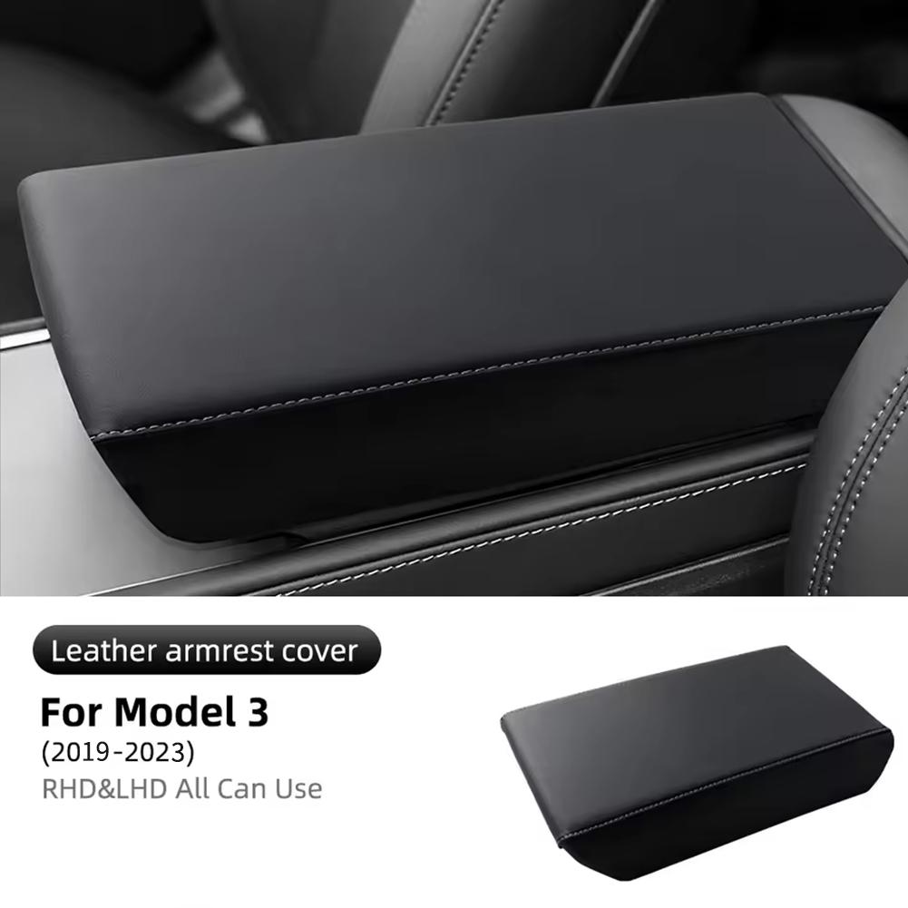 Для Tesla Model 3 19-23 Центральная консоль Подлокотник ABS+Кожа Защитная накладка Для Model Y 19-24 Автомобильное кресло Подушка-чехол на подлокотник