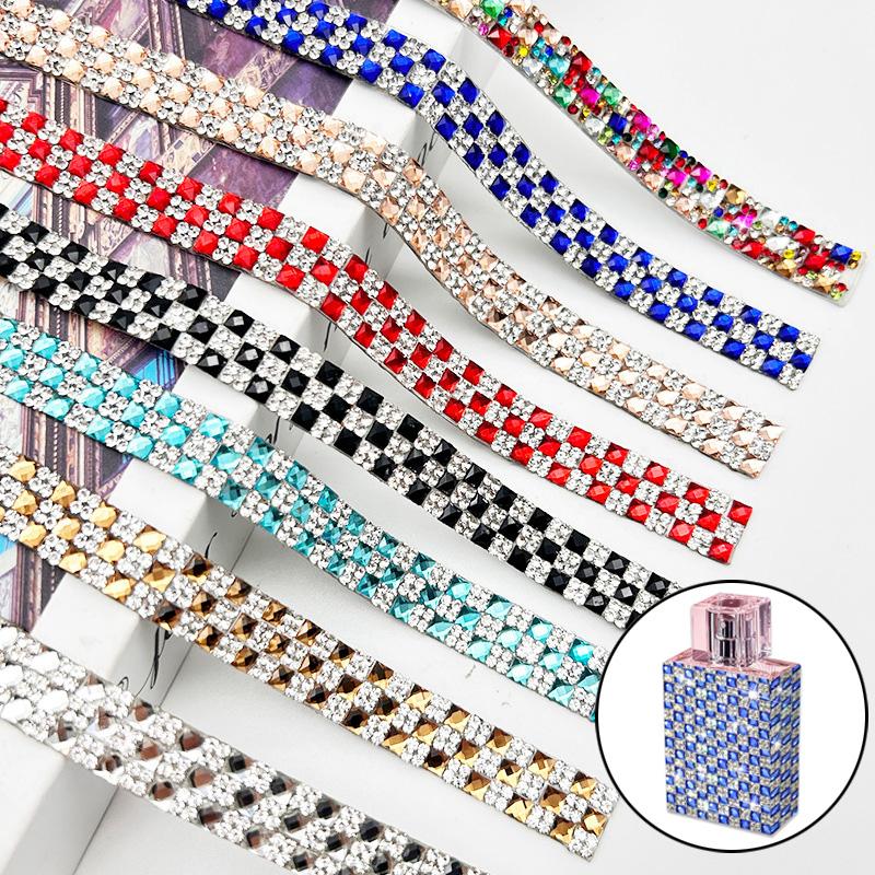 2 рулона стразовой ленты 1 ярд/рулон блестящая наклейка термоаппликация цепь лента для шляп сумок курток стекла DIY