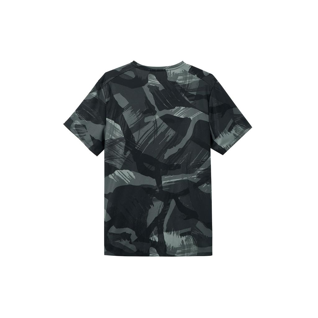 Nike Dri-FIT Miler Slim Fit Camo, быстросохнущая удобная удобная футболка с круглым вырезом и короткими рукавами, мужские топы, черные FD4053-010