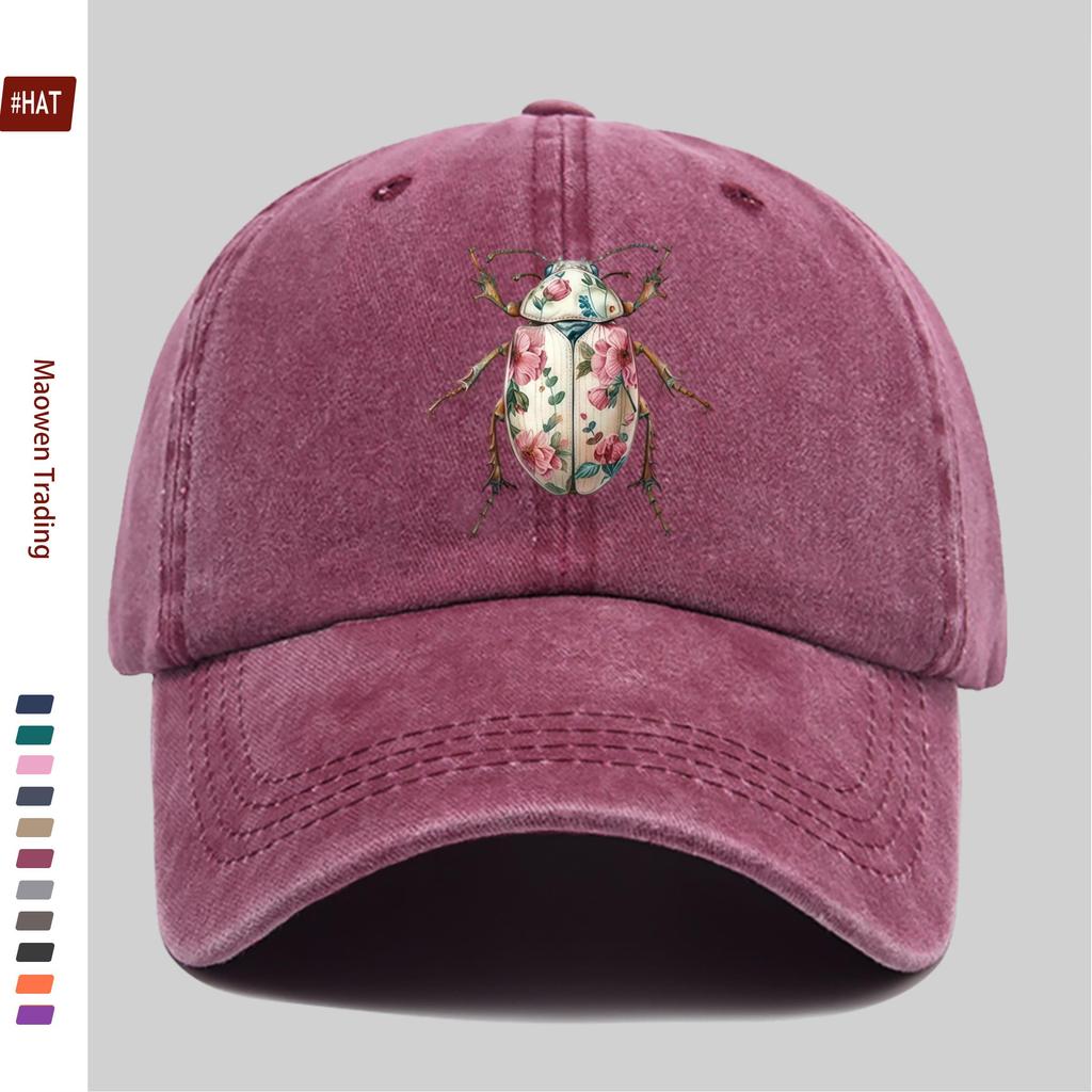 pc Floral Beetle Pattern Printed Baseball Cap Spring Summer Fashion Decor Sun Hat Truck Driver Papa Hat Comfortable Lightwei