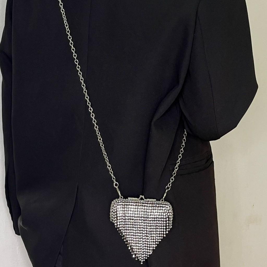 Water Diamond Mini Box Bag With Lock For Evening Outfits