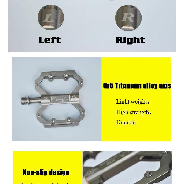 TiTo Titanium Ultralight Pedal Bicycle Pedal Titanium Alloy Axis Bike Pedals MTB Cycling Titanium Bike 1 Pair Titanium Pedal