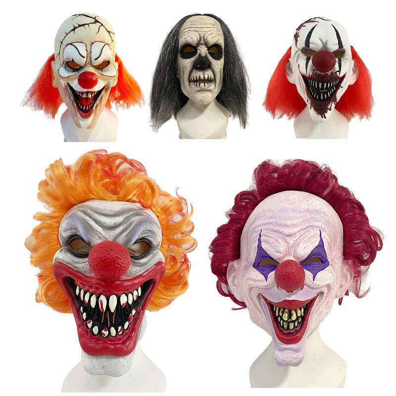 New latex clown mask Halloween headgear escape room costume prop