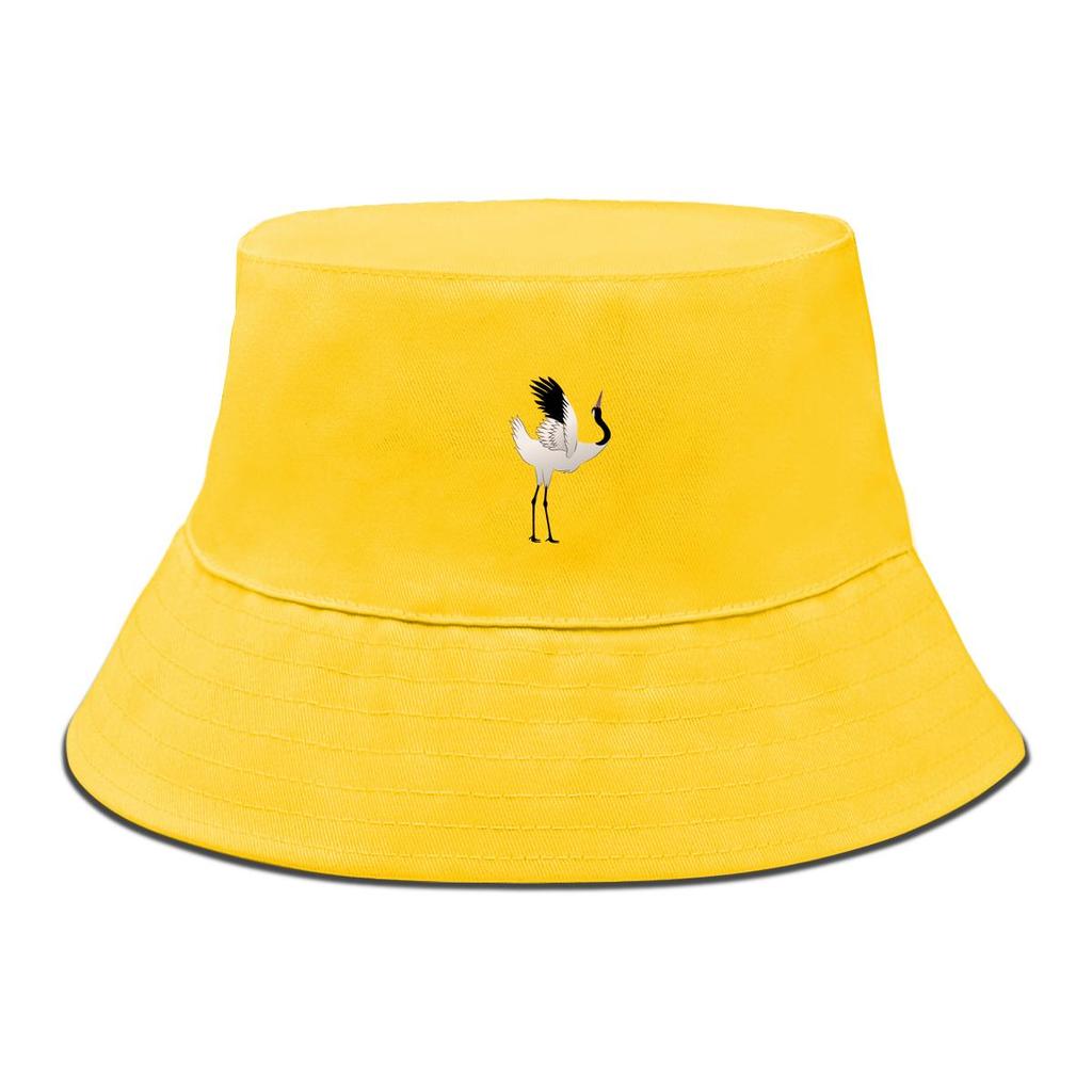 Realistic Crane Print Bucket Hat , Animal Sun Cap Spring Fashion Fit Basin Hat