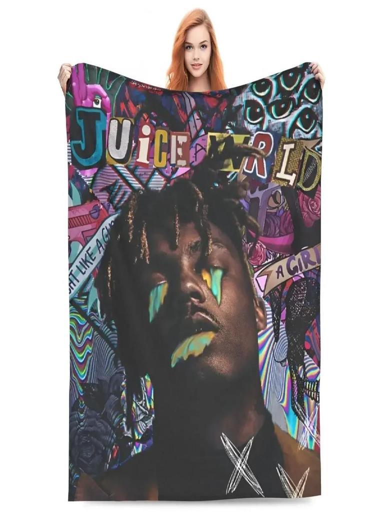 Плюшевое одеяло-плед из кораллового флиса в память о Juice WRLD для дивана, путешествий, ультрамягкое одеяло для спальни