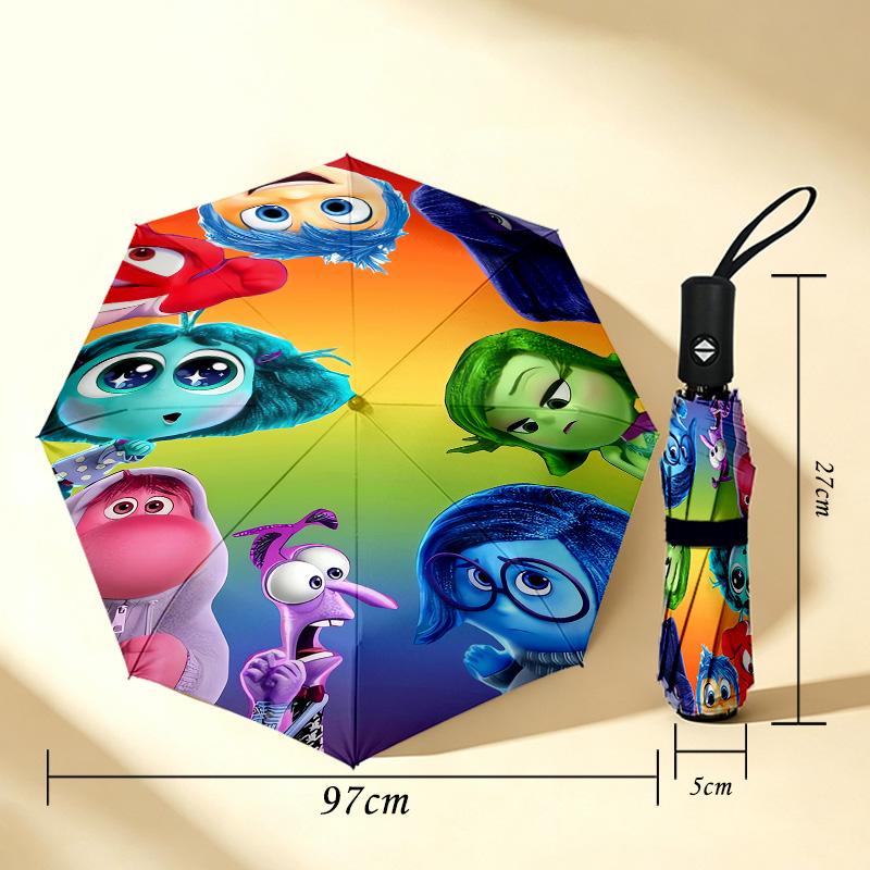 Inside Out Emotions 8 Ribs 3Fold Black Glue Uv Protection Umbrella Sun Protection Rainproof Compact Folding Umbrella For Travel Daily Use C9241003