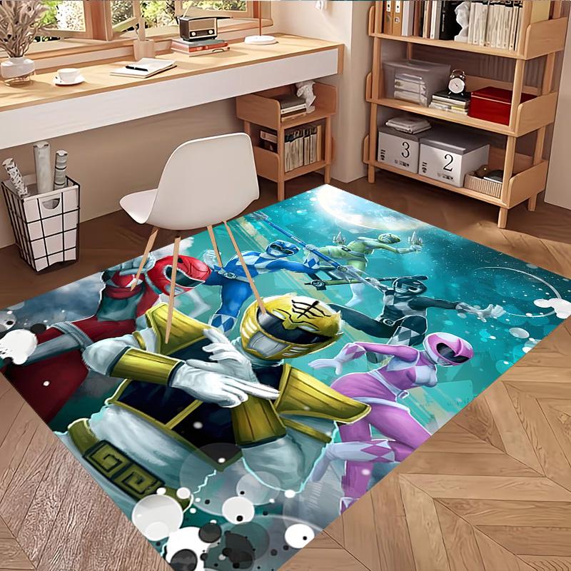 Mighty Morphin Power Rangers Print Rug, Washable Floor Carpet, For Entryway Dorm Laundry Room Office Study, Home Decor Birthday Christmas Gift