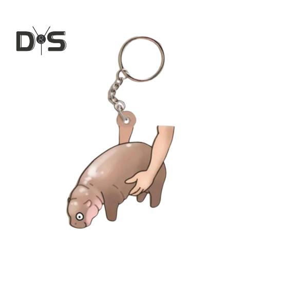 Брелок-подвеска в виде бегемота, небольшой брелок-подвеска, выделяющийся, необычный брелок-подвеска, сумка, рюкзак, аксессуар, подарок