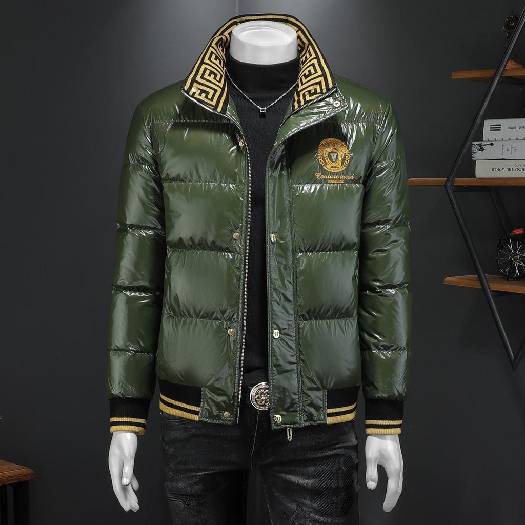 Мужская модная белая пуховая куртка с яркой поверхностью 2025 года - Утепленное и легкое зимнее пальто