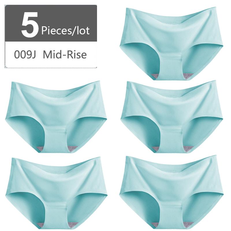 Большой размер M-XXXXL, женские бесшовные трусики из ледяного шелка, эластичные трусы со средней талией, нижнее белье, 5 шт.