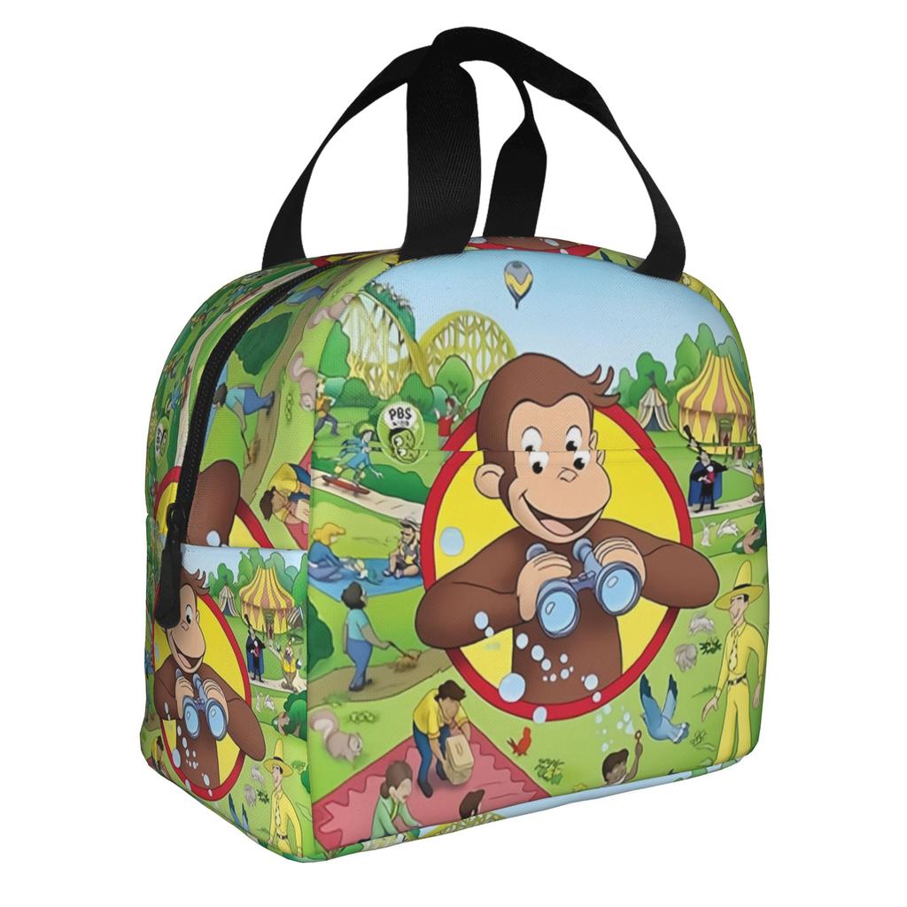 Cartoon Curious George Funny TV Monkey Anime Insulated Lunch Bags for Women Resuable Thermal Cooler Bento Box School