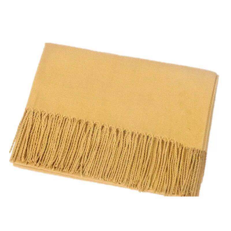 Camel Solid Color Scarf Autumn and Winter Warm Thickened Imitation Cashmere Shawl Dual-use Tassel Men's and Women's Couple Scarf Winter