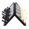 Portable 2-in-1 Chess & Checkers Set with Folding Magnetic Board - Size Medium (Black & White)