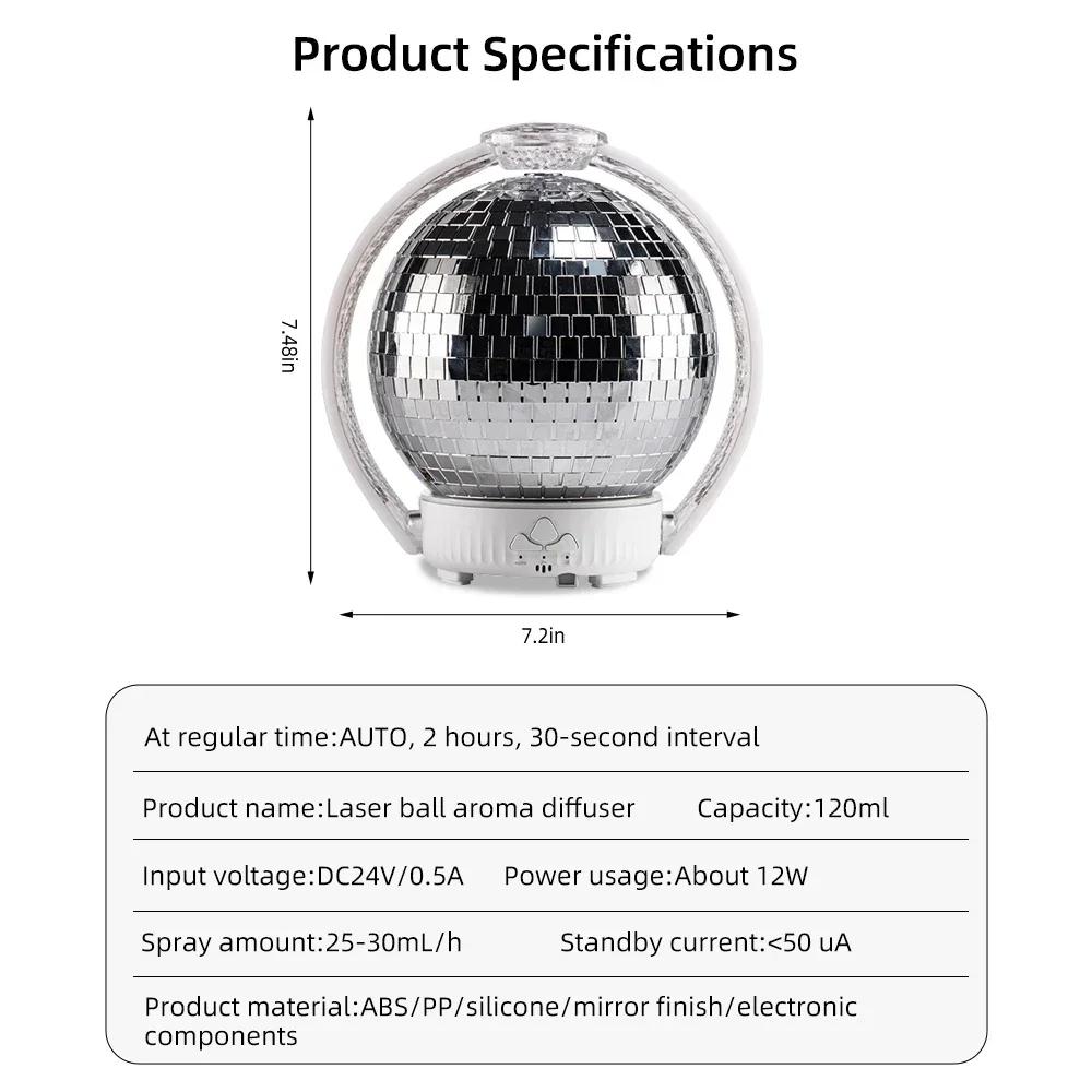 Увлажнитель воздуха с лазерным шаром и 7 светодиодными лампами, Ароматерапия для дома и спальни, Включает 3 эфирных масла
