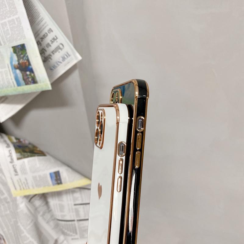 Мягкий гальванический чехол для телефона с сердечком любви для Iphone 11 12 13 14 Pro Max Xs X Xr 7 8 Plus Mini Se 2020, противоударный чехол-бампер