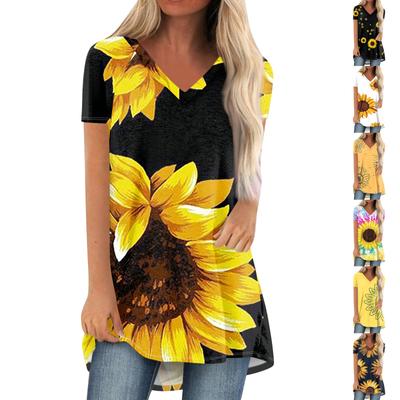 Женские плиссированные свободные топы с короткими рукавами Плюс размер Повседневные топы с V-образным вырезом и короткими рукавами Повседневные летние футболки Женские топы Футболки Рубашки