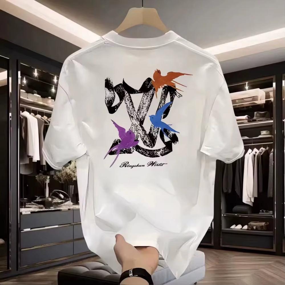 Highquality Unisexs Summer New Heavyweight Pure Cotton Tshirt Short Sleeve Niche Design Printed Streetwear Vintage T Shirt