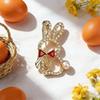 Cute Creative Pink  Bowknot Rabbit Brooches For Women Pearl  Lapel Pins Jewelry Clothing Accessories