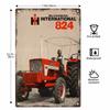 Blue Farm Utility Vehicle Driving Past Flowering Fields Vintage Metal Wall Sign Decor Poster Frames Garage Living Room