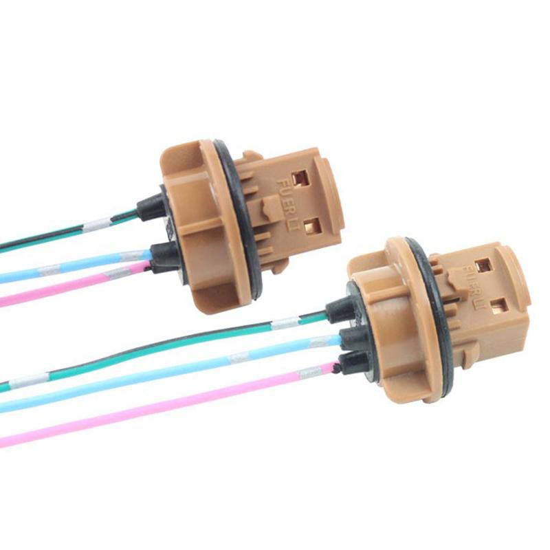 2Pcs Plastic T20 7443 W21/5W 7440 W21W Socket Adapter Base Female Plug Connect Wiring Suitable For Car Brake Light Reverse Lamp
