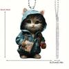 Charming 2d Acrylic Cat Book Holder Pendant Adorable Cartoon Car Interior Decoration