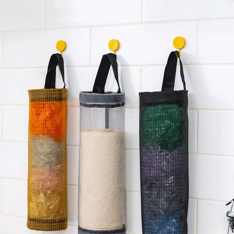 Держатель для пластиковых пакетов Многоцелевой Выдвижной Модный Сетчатый Хранение Дом Кухня Настенный 1 шт. Органайзер для мусорных пакетов Аксессуары