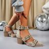 Fashion 2025 New Ladies Shoes Belt Buckle Women's Sandals Fashion Closed Toe Office and Career Summer Rome Retro Best Seller Heels Women