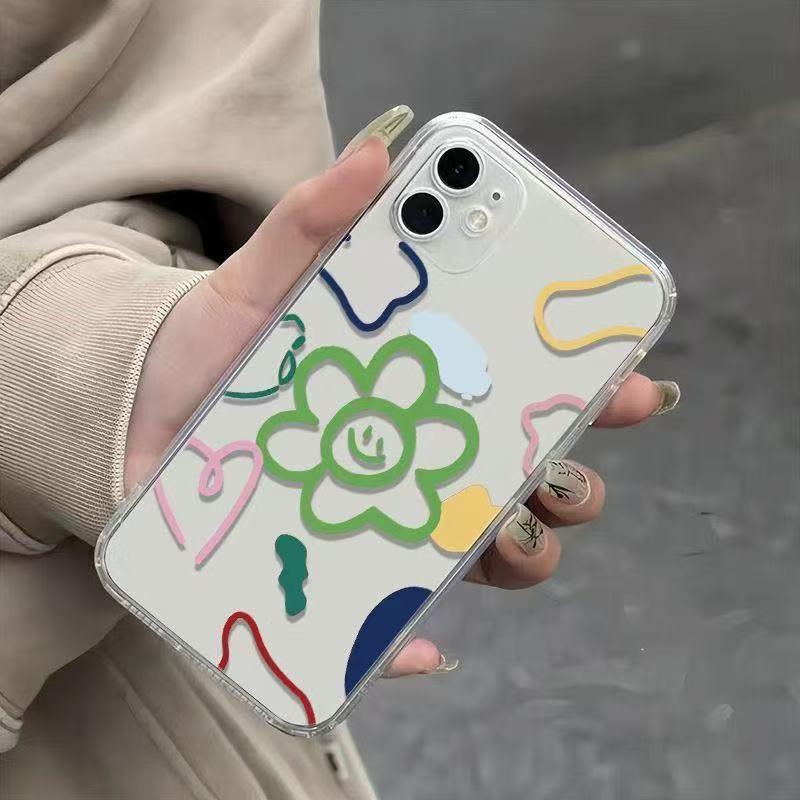 Чехол для iPhone «Цветы восковыми мелками»: Совместимо с моделями 15 Pro, 14, 13, 16 Pro Max. Полное покрытие, ударопрочный дизайн.