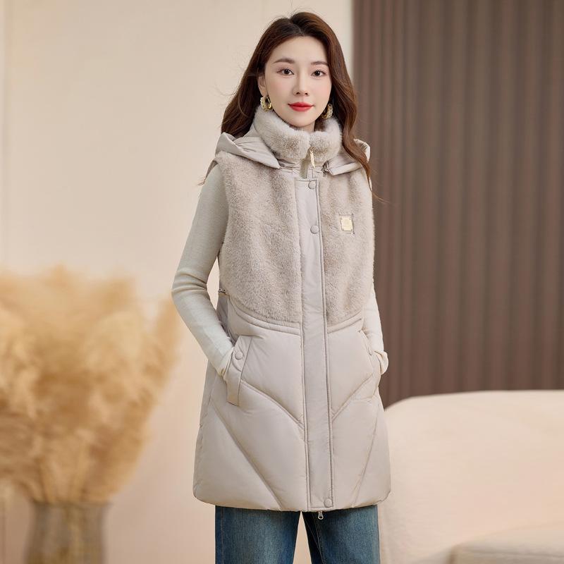 Winter new imitation mink splicing cotton clothes middle-aged women's fashion mother clothes new lapel warm jacket